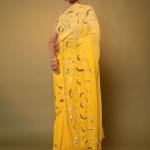 Basant Yellow Pure Chiffon Saree | All Over Aari Sequin Jaal Work | Jaipurio Designer Collection